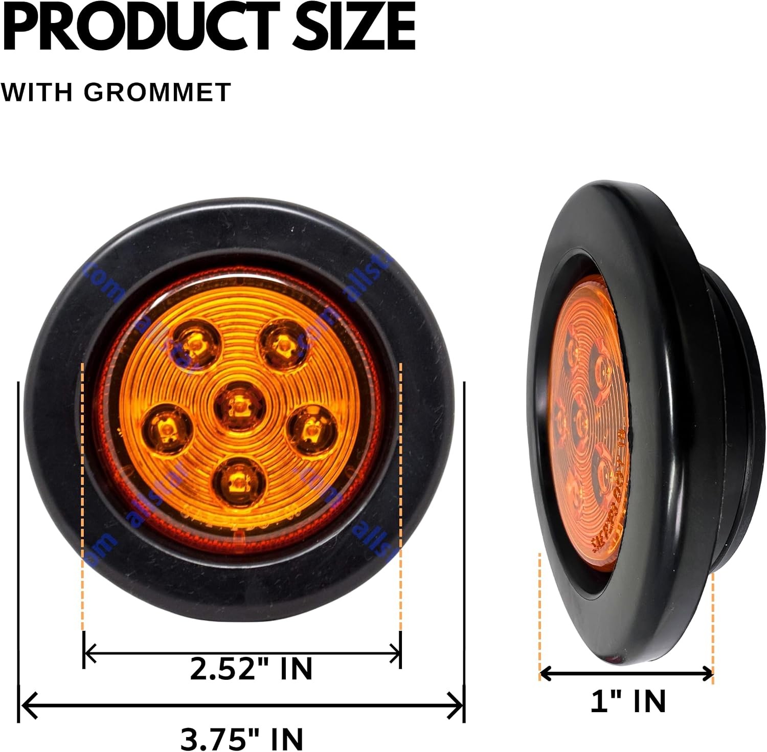 2.5″ Round 6 LED Light Truck Trailer Side Marker Clearance Kit 2 Red & 2 Amber