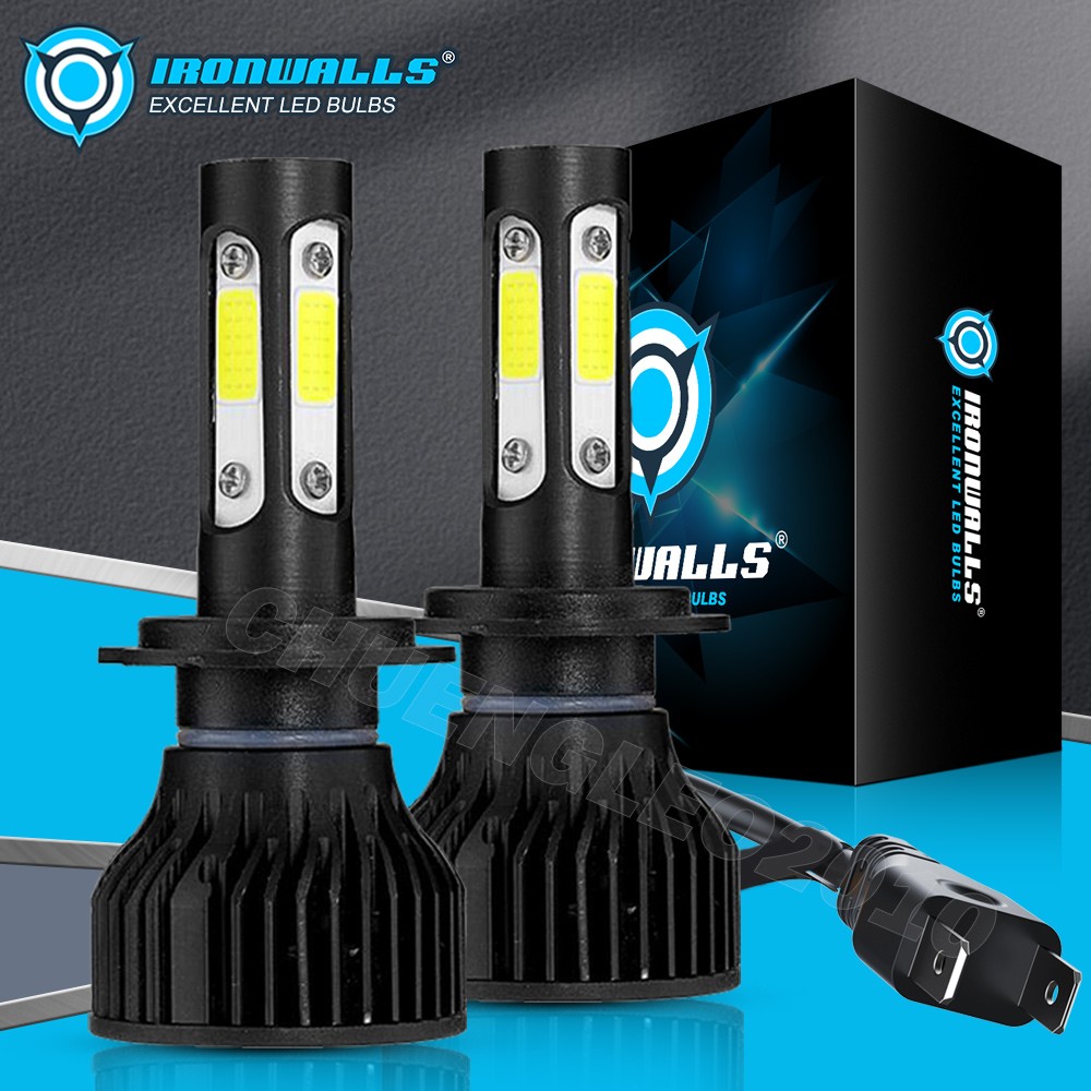 4-sides H7 LED Headlight Bulbs Conversion Kit High/Low Beam 6000K Super Bright
