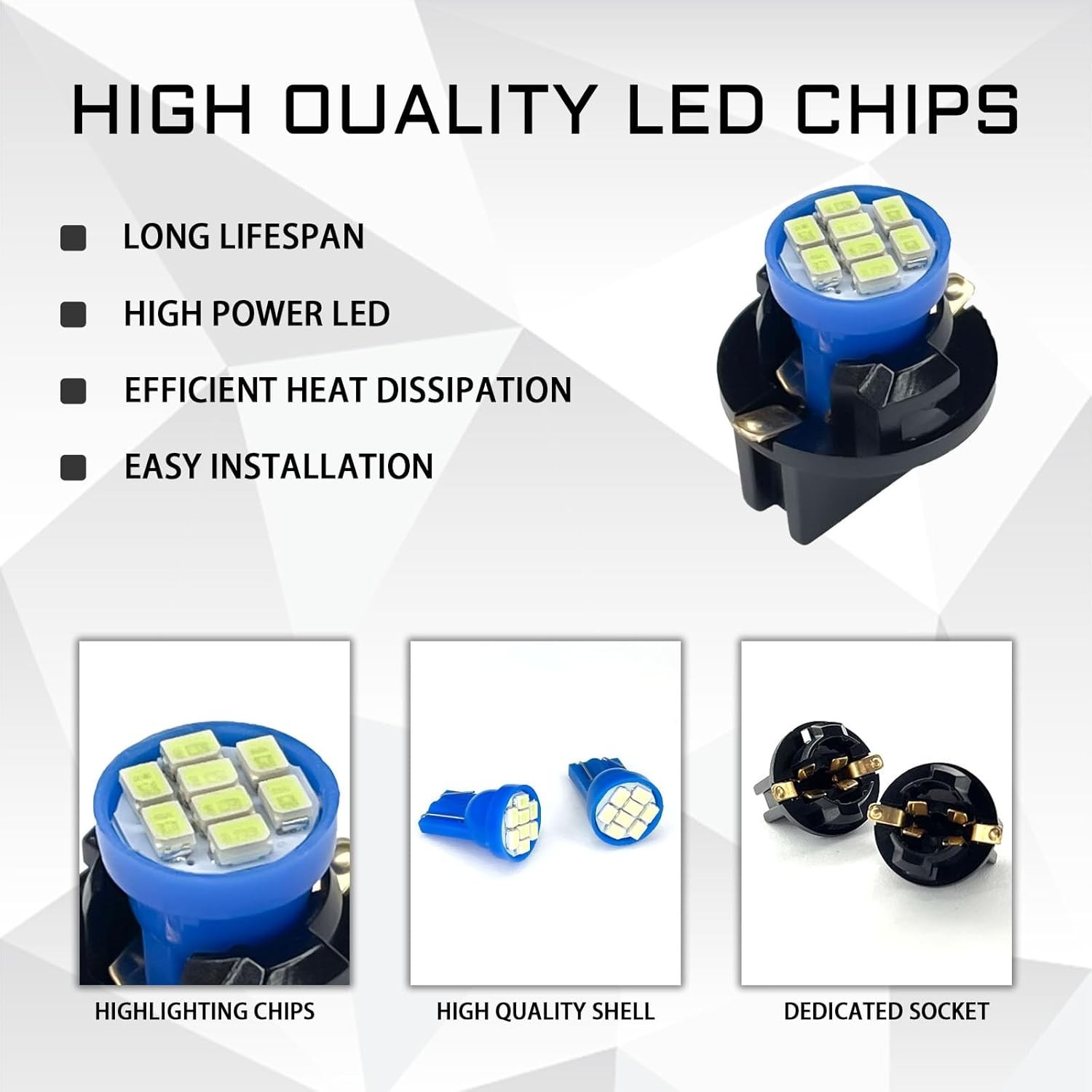 Universal Fit Car LED Instrument Light Bulbs – Ice Blue, 360-Degree Illumination