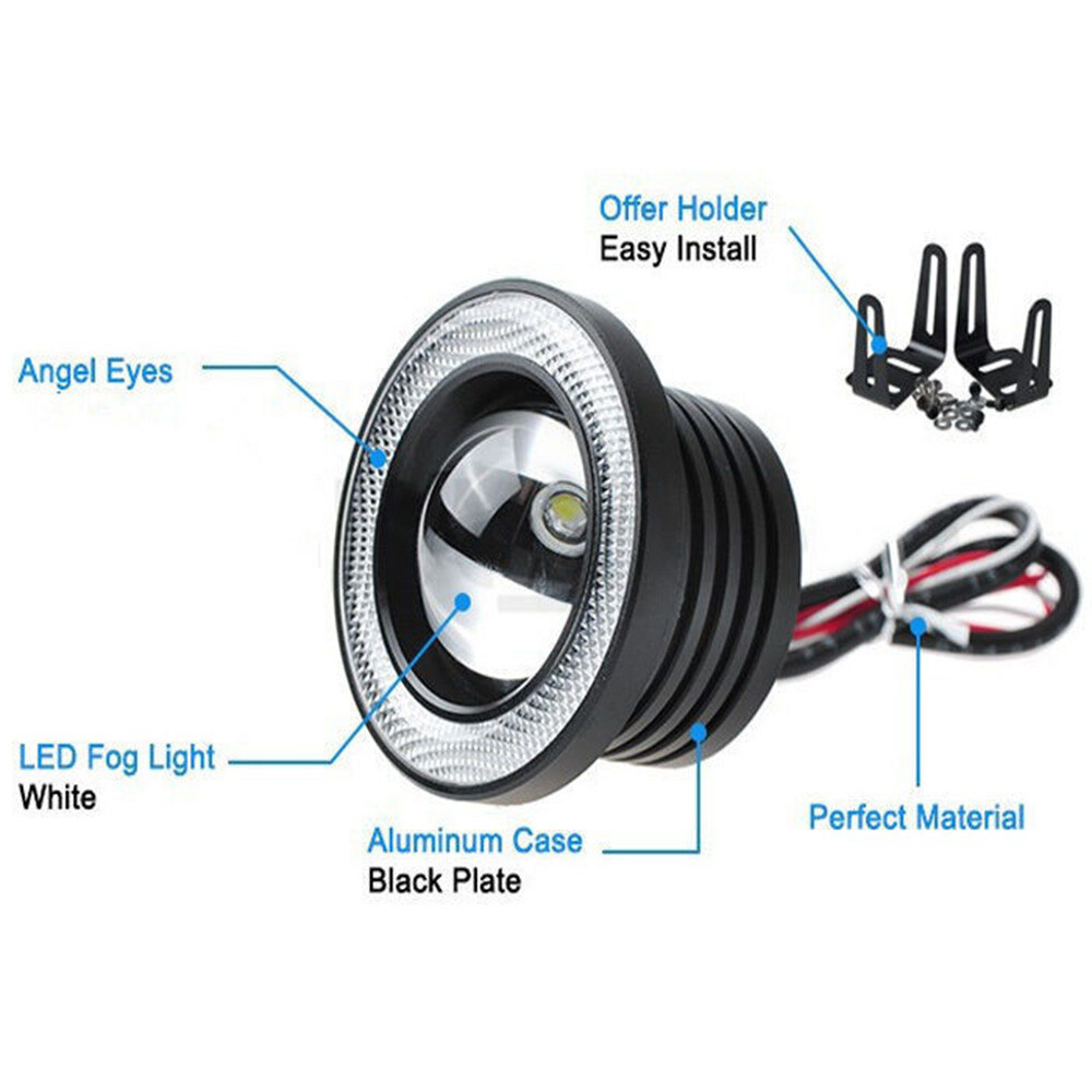 3.5″ Round COB LED Fog Light Projector Car Bright Angel Eyes Halo Ring DRL Bulbs