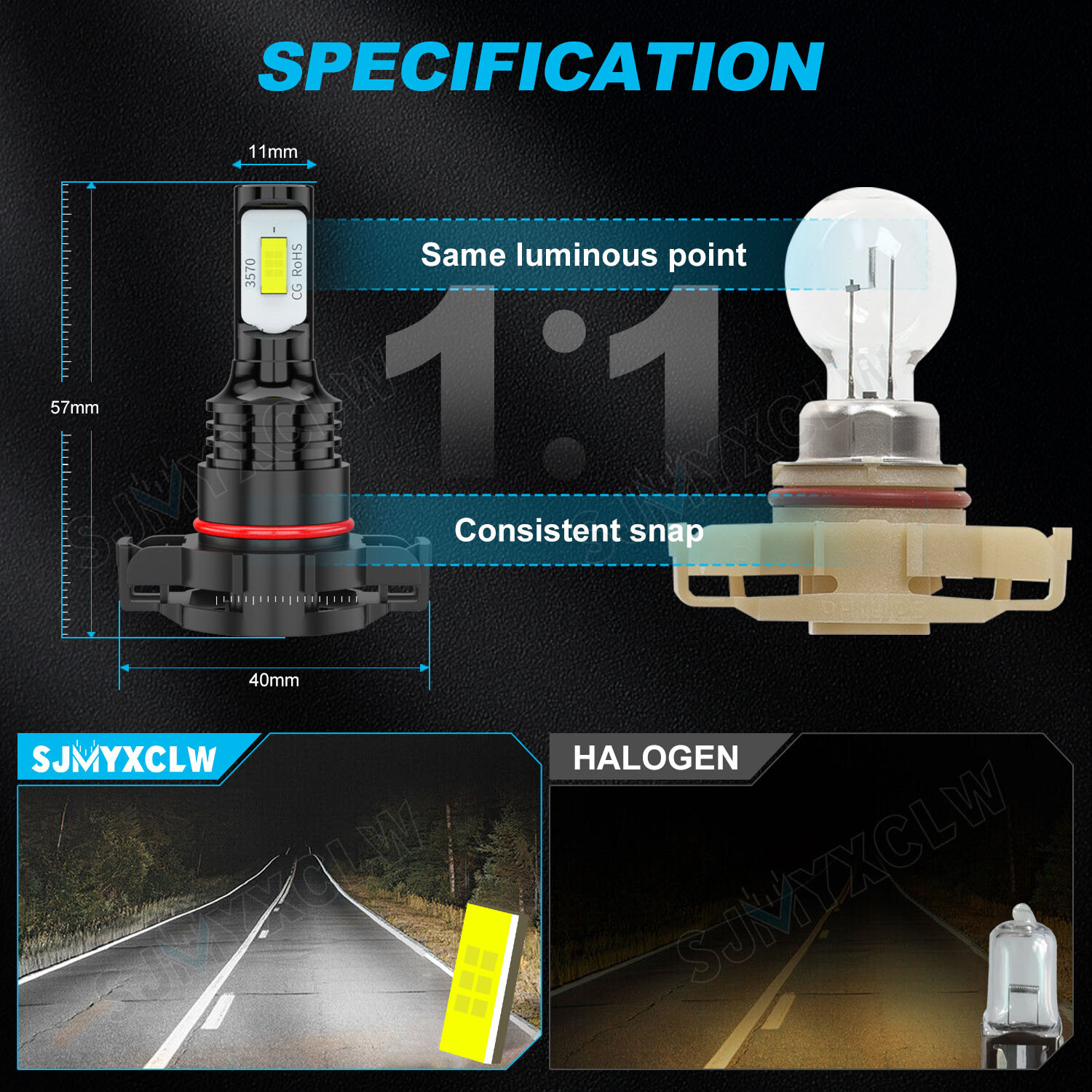 For GMC Yukon XL 2015 2016 2017 2018 2019 5202 H16 LED Fog Lamp Light Bulbs