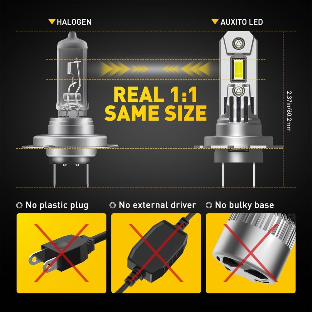2/4x AXUITO H7 6500K LED Headlight Kit High Low Beam Bulbs 30000LM White Super