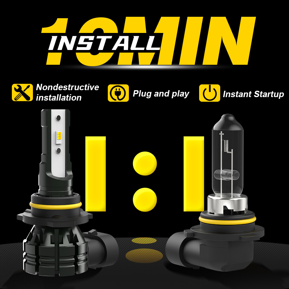 2X H10 9145 9045 LED Fog Light Bulbs DRL Switchback Dual Color White Amber 60W