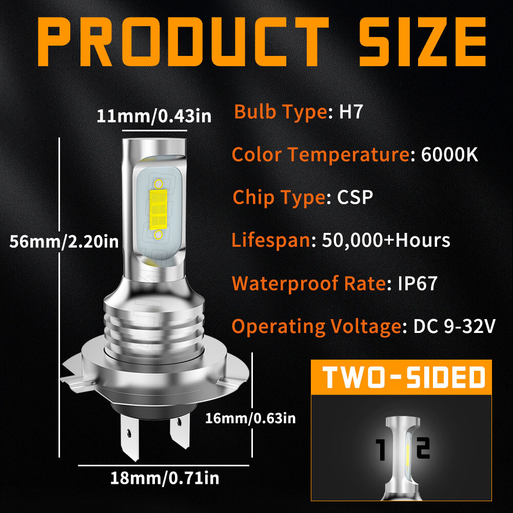 For BMW 328i 2007 – 2016 – 4X H7 H7 Combo Headlight High & Low Beam LED Bulbs