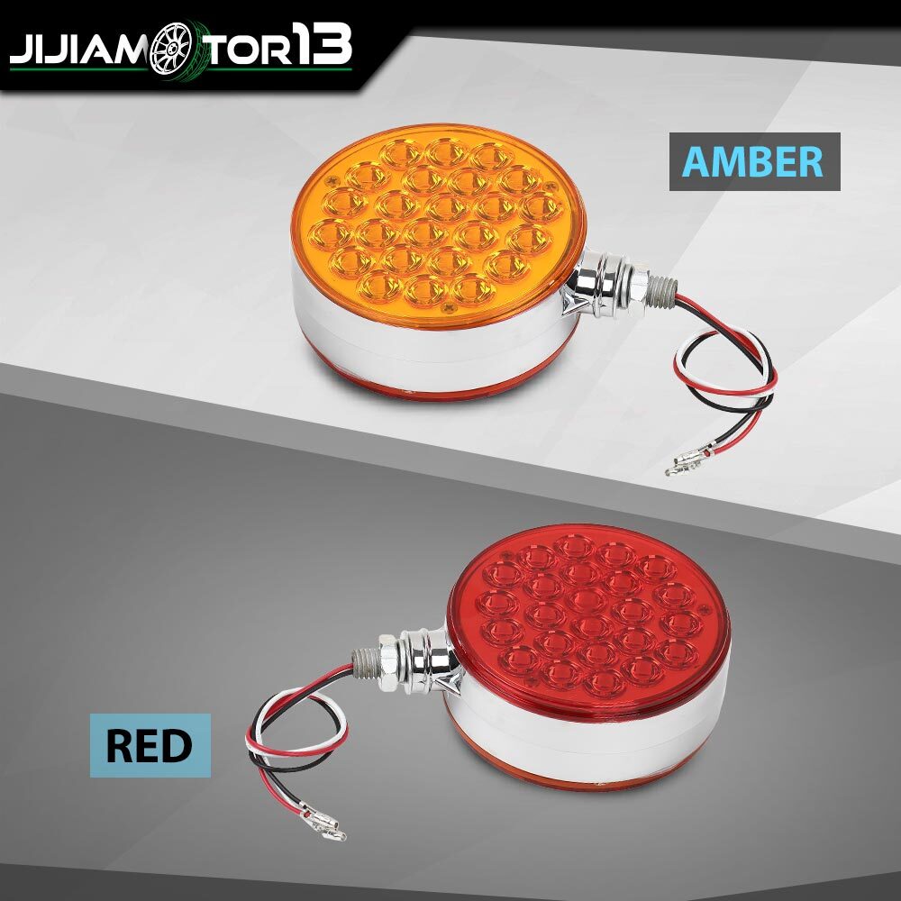 2X Amber/Red 4″ Double Face LED Pedestal Fender Brake Turn Signal Lights