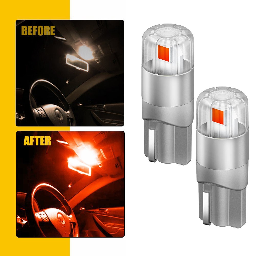 AUXITO 800LM Red 2LED T10 194 W5W License Plate Light Inside Dome Trunk Light X2