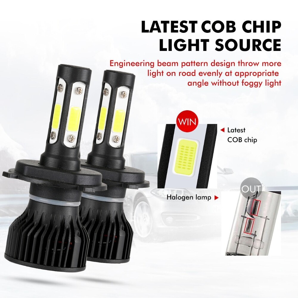 4 Sides H4 9003 HB2 LED Headlight Bulbs Kits Super Bright 3000000LM 6500K White
