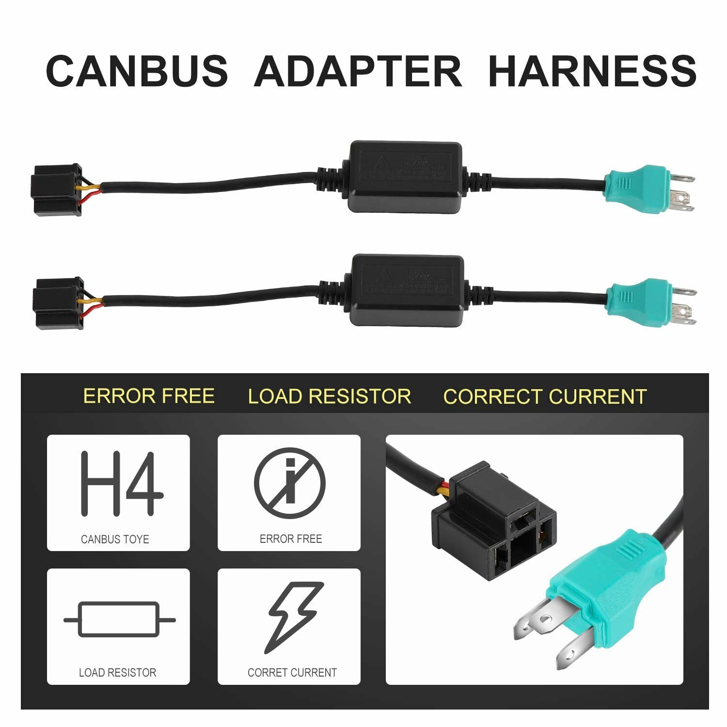 Pair H4 9003 LED Headlight Decoder Canbus Load Error Free Anti Flicker Resistor