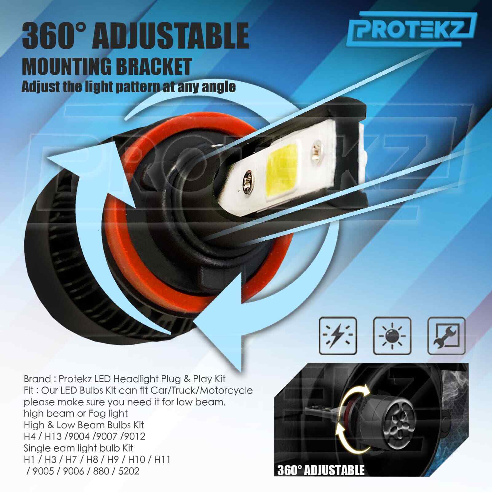 H10 9145 LED Fog Light Kit Bulbs 5Years Warranty 800W 120000LM 6500K White