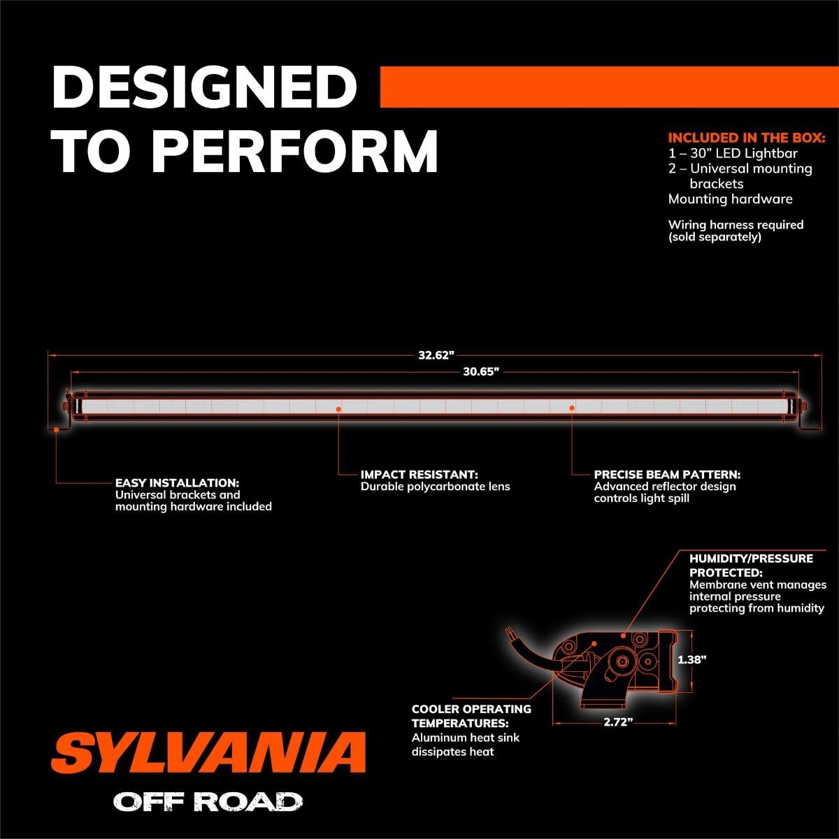 SYLVANIA – Slim 30 Inch LED Light Bar – Lifetime Limited Warranty – Combo Light