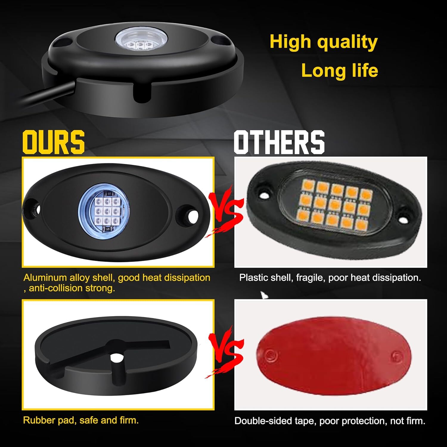 4 Pods Blue LED Rock Light Lights Fit Jeep Off Road Truck Car ATV Under Body