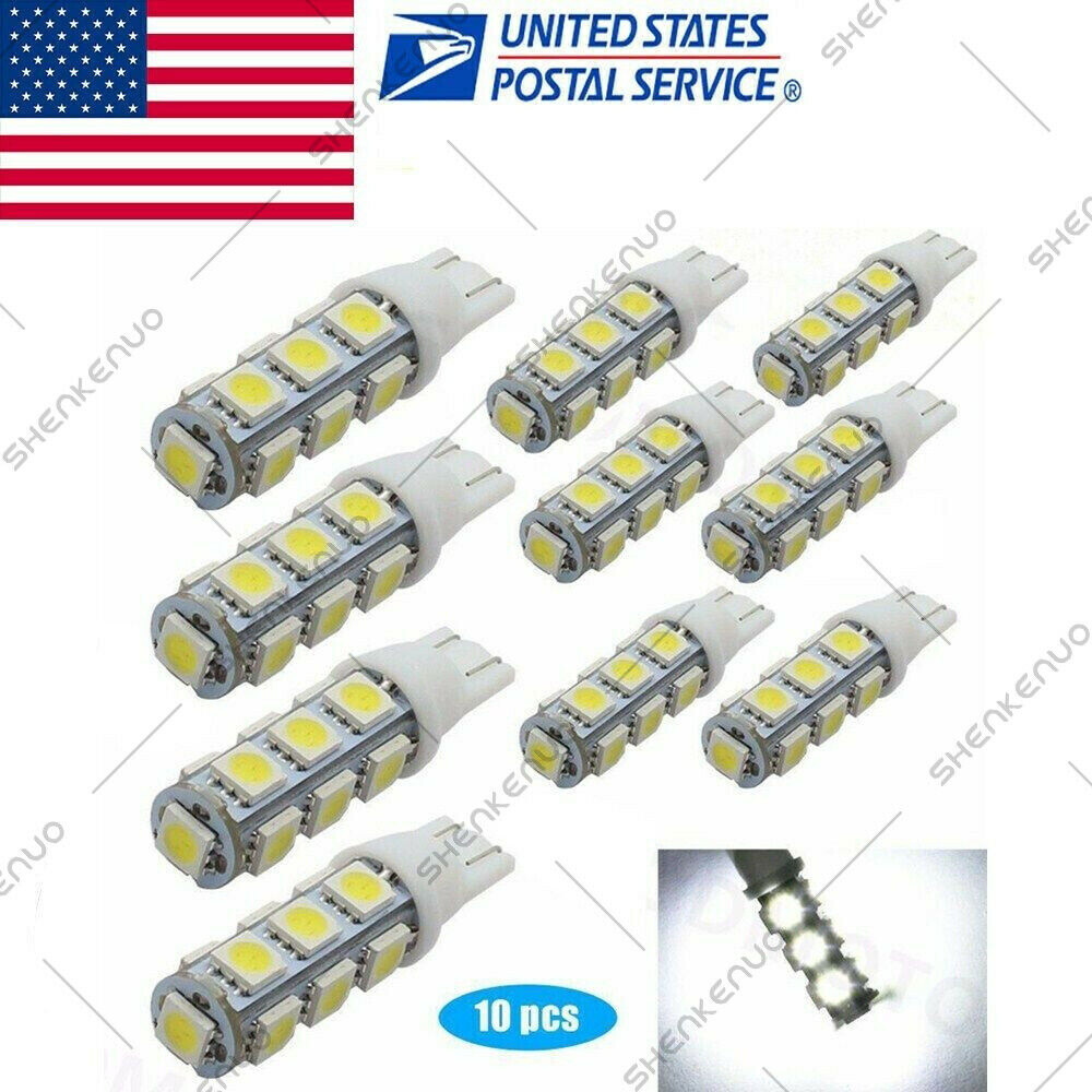 10PCS LED Landscape Light 13Led/smd Bulb 194 T10 T5 Wedge Base 12v Dc 1407ww BF