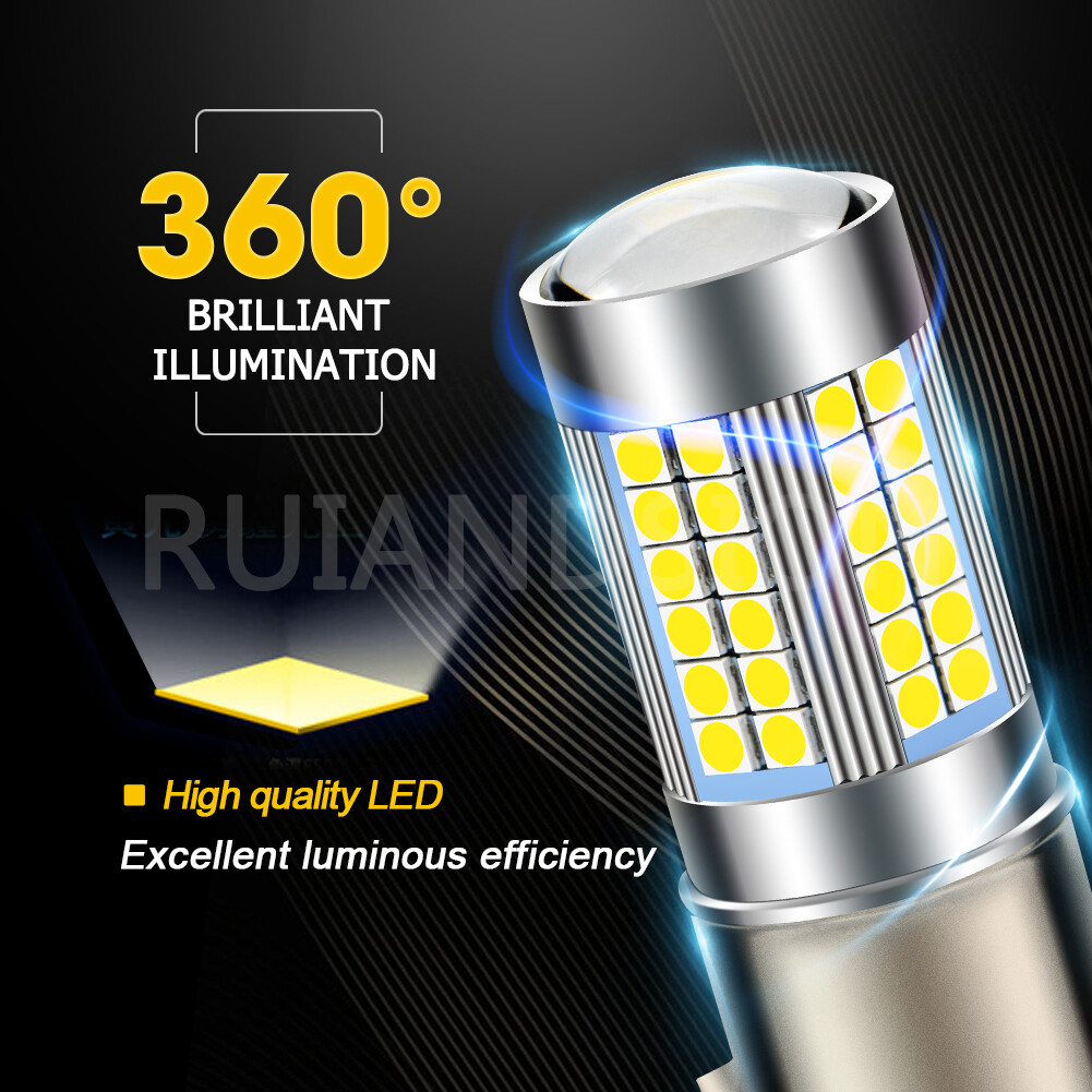 1PC BA20D 3030 66 LED Motorbike Scooter Headlight Lamp Bulb Hi/Lo Beam Globe 12V
