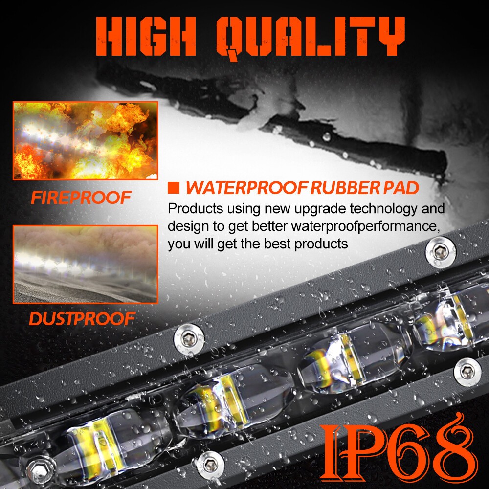 Slim 8 14 22 32 42 52″ LED Light Bar Spot Flood Combo Driving Truck Offroad SUV