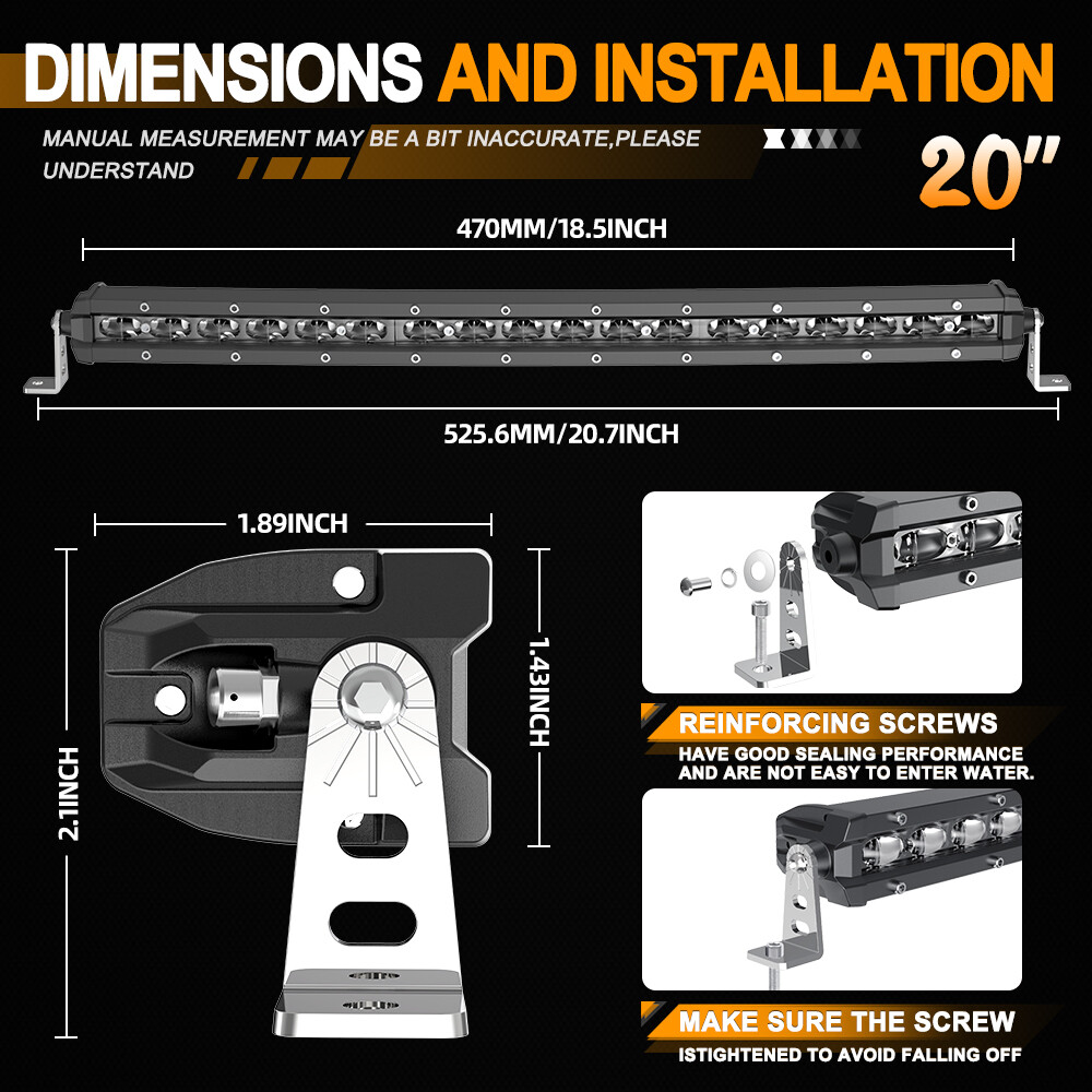 Slim Curved 20 26 32 38 44 50″ LED Light Bar Single Row Off Road Driving ATV SUV