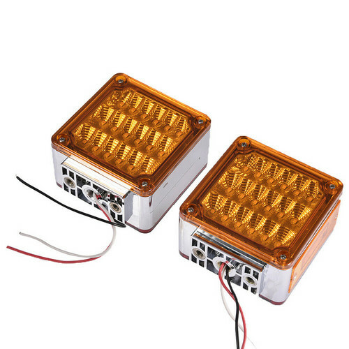 2X 3inch LED Square Dual Face Mount Pedestal Fender Turn Signal Light 12/24V