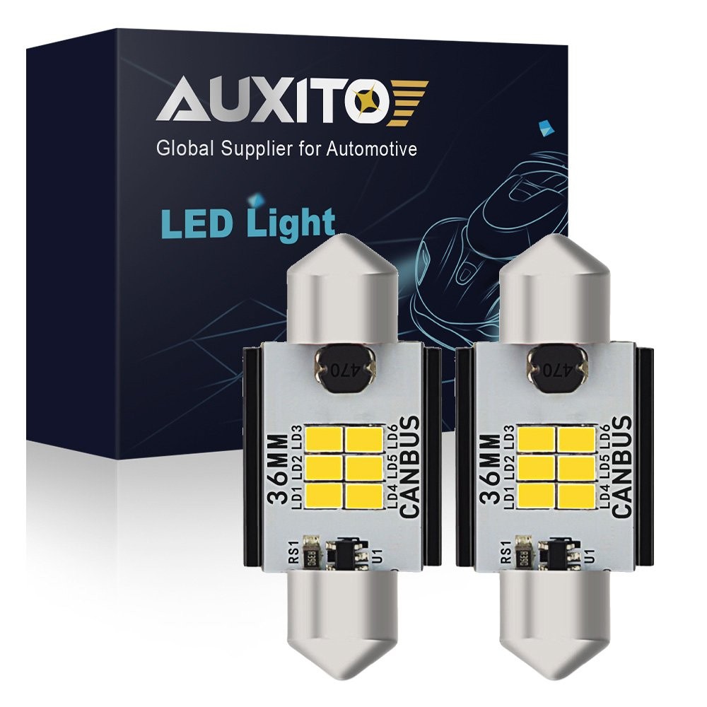 2 Car Bulbs C5W LED Lights Interior Festoon Sidelight Plate Number Auto US 36mm