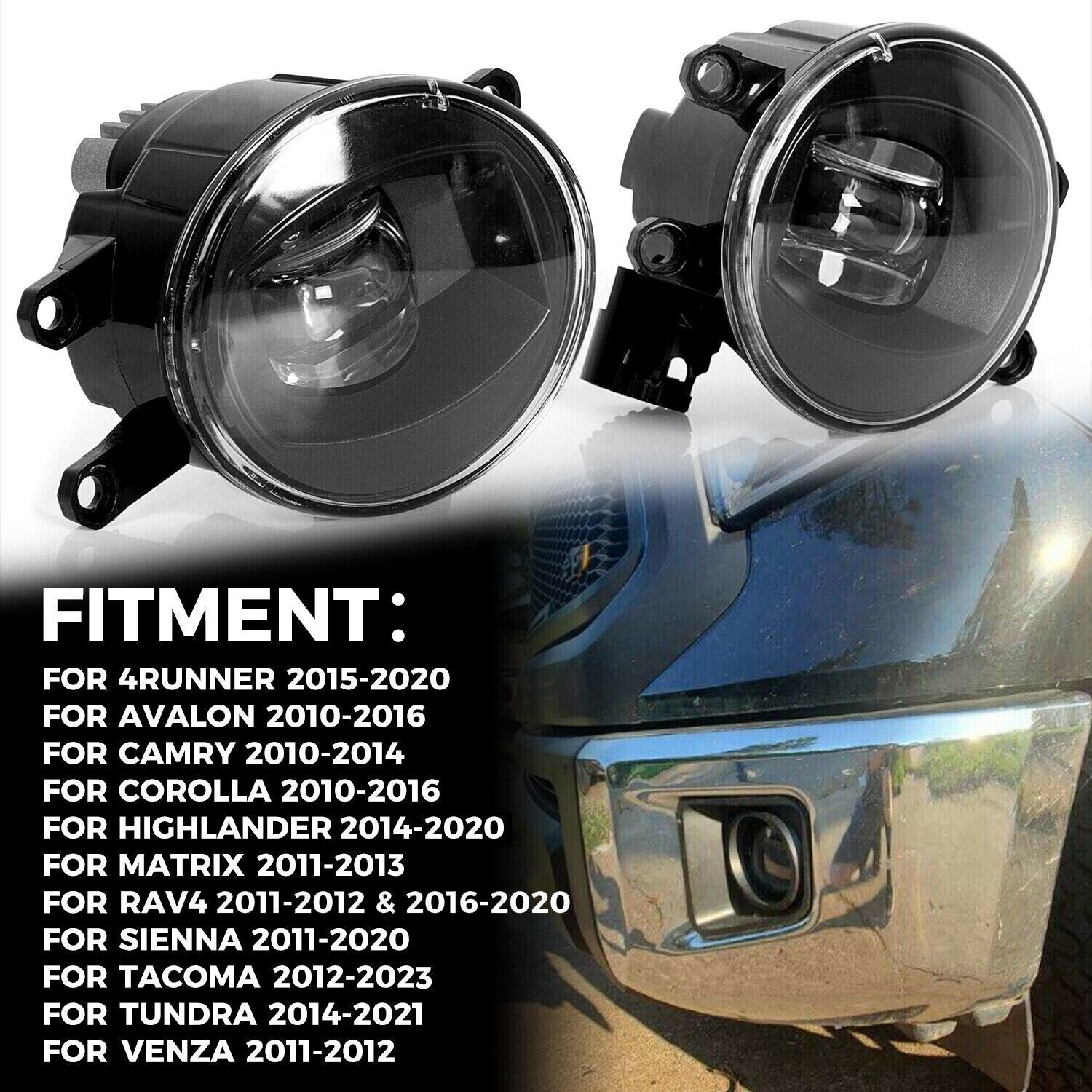Pair LED Fog Lights for Toyota Tacoma 4Runner Tundra RAV4 2010-2023 Driving Lamp