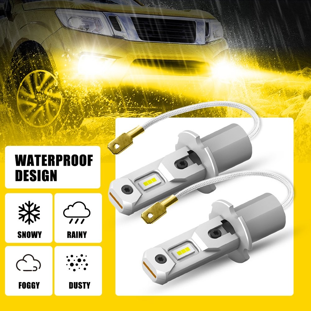 3000K Amber H3 LED Fog Driving Bulbs Light DRL Conversion 4000LM Kit 30W 2PCS