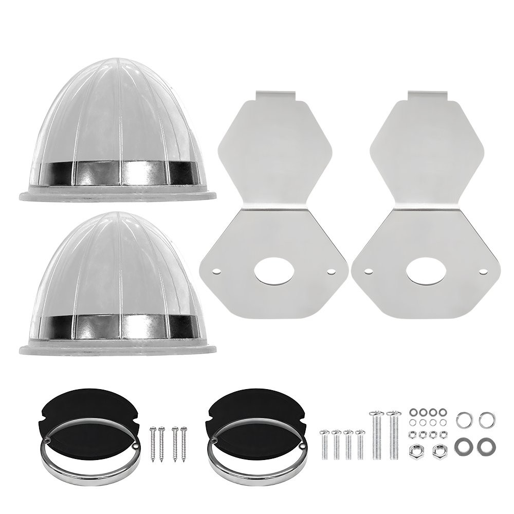 Clear Lens Watermelon LED Light Turn Signals Side Marker Lamp + Mount Brackets