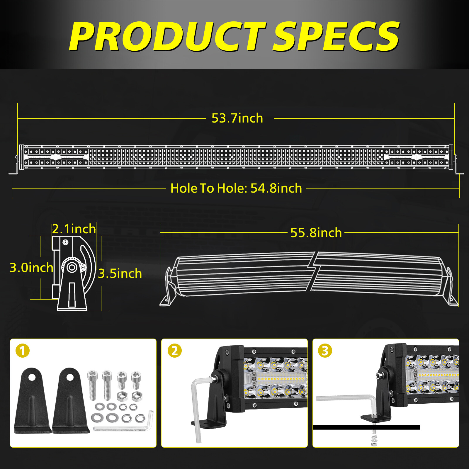20″30″40″54″ LED Work Light Bar Driving Truck ATV Offroad For Jeep Wrangler JK