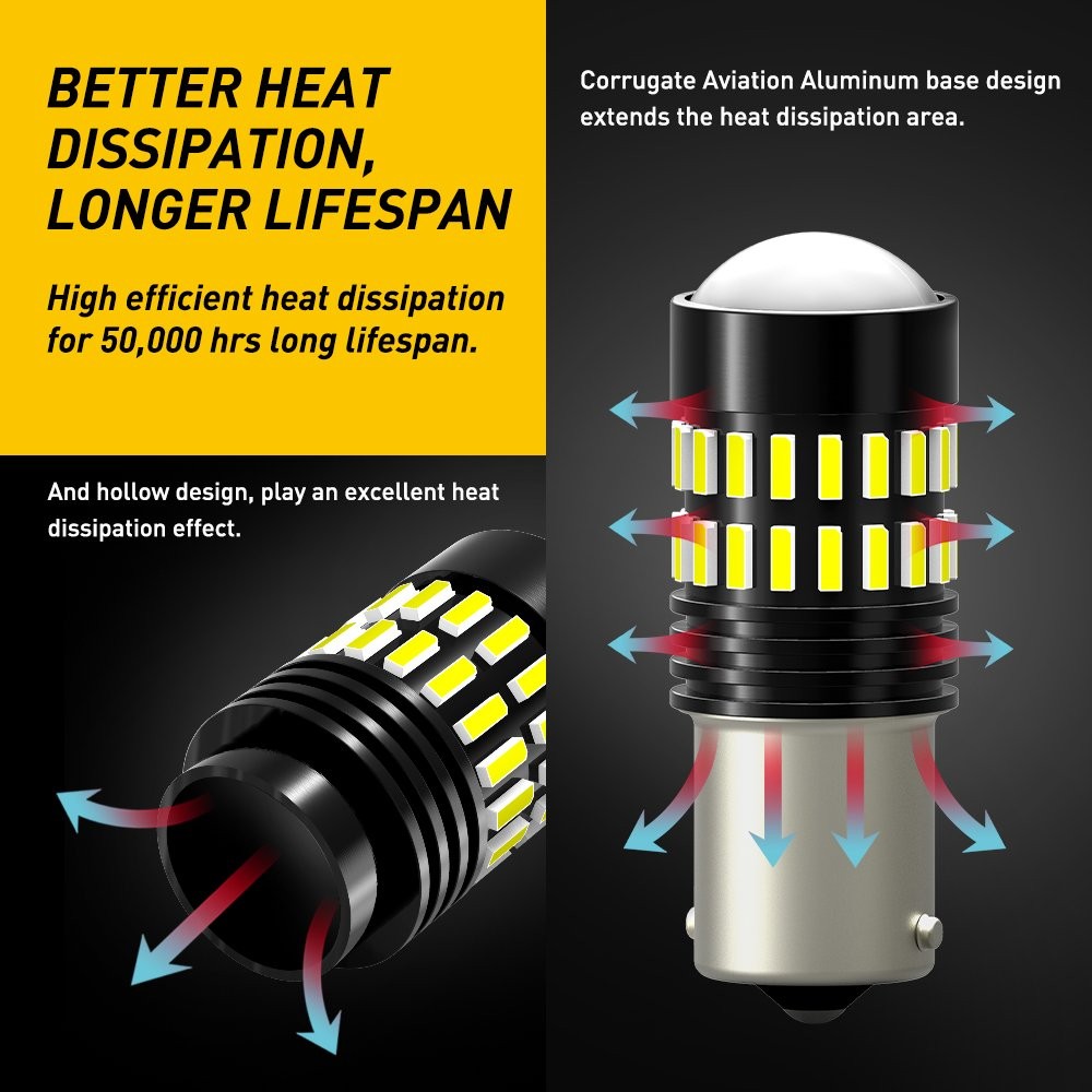 2x AUXITO LED Reverse Backup Light Ba15s P21W 7506 7506L 1156 White Bulb 2400LM