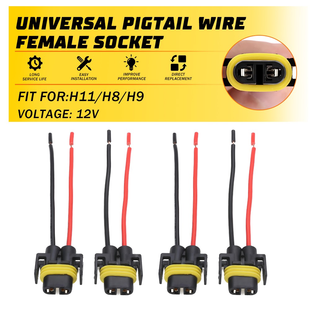 Wire Pigtail Female S H11 2-Harness Fog Light Bulb Lamp Connector Socket Plug M