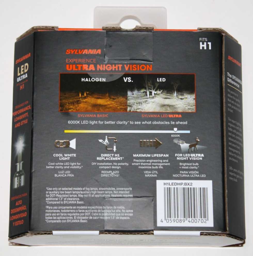 SYLVANIA H1 Ultra LED 2 Bulbs H1LEDHP.BX2 6000K BRAND NEW