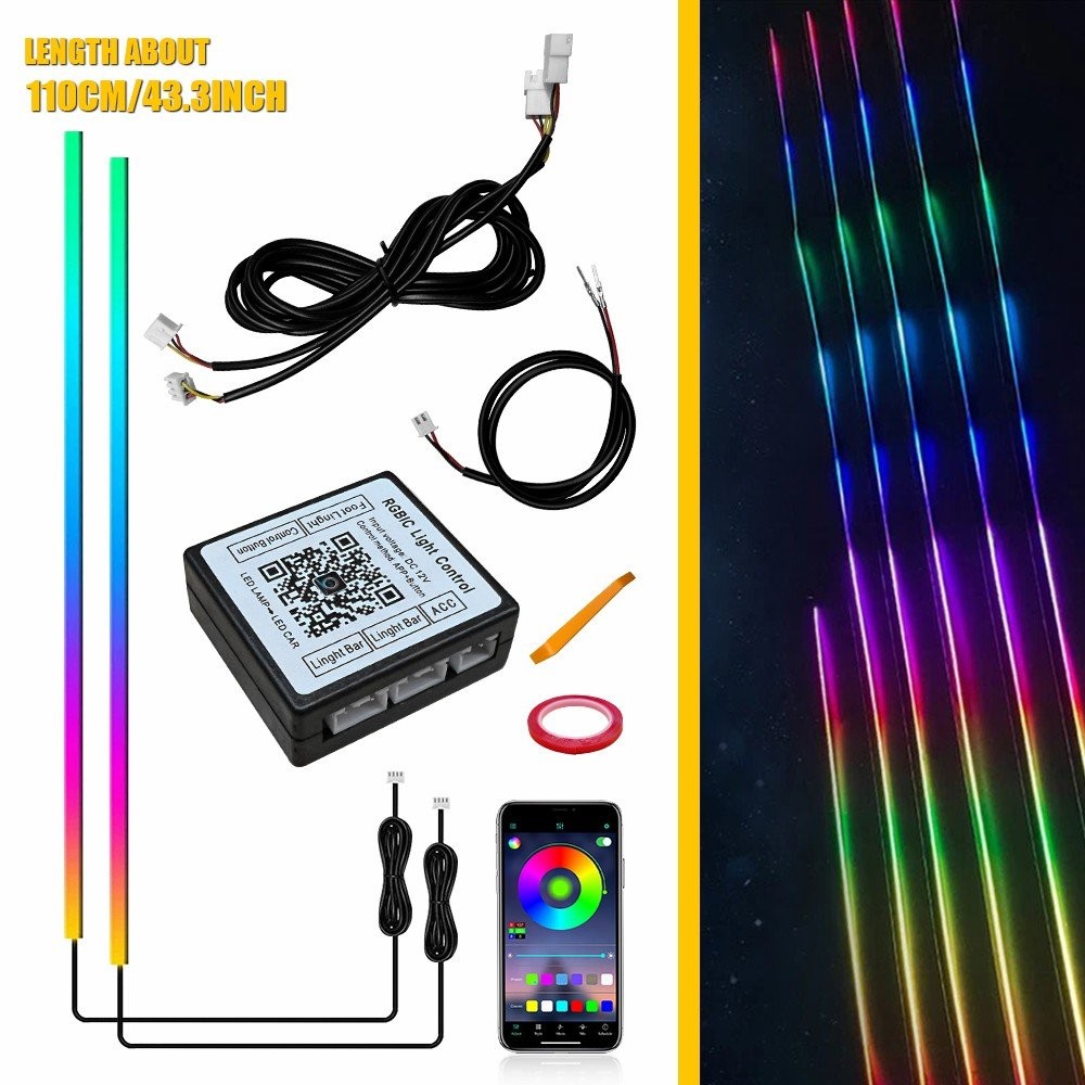2Pcs RGB LED Sunroof Light Strip Car Roof Panoramic Skylight Ambient Lamp APP EJ