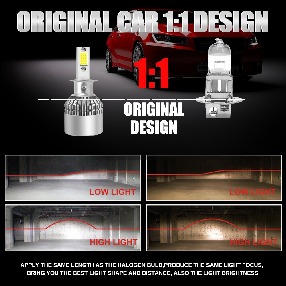 20X H3 LED Headlight Fog Lights Kit Bulbs 6000K Super Bright White High/Low Beam