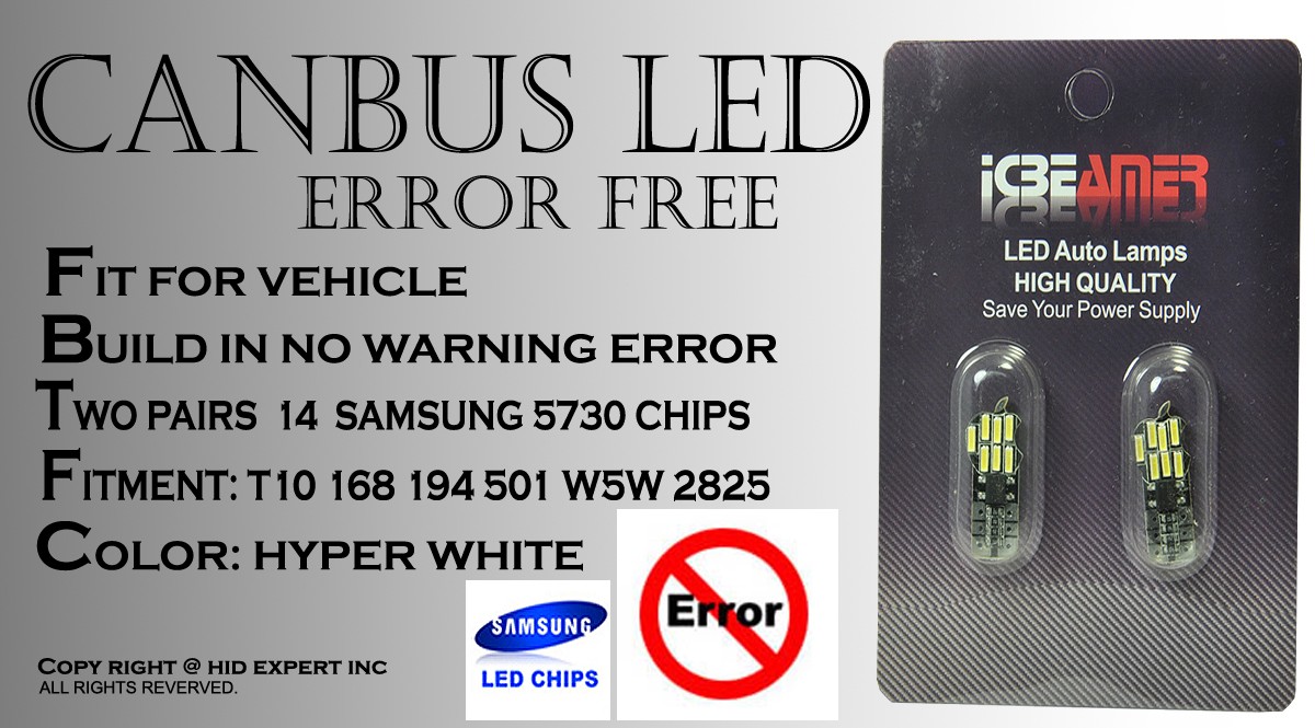 4 pc T10 Canbus Samsung 14 LED Chip Super White Fit Front Side Marker Light A524