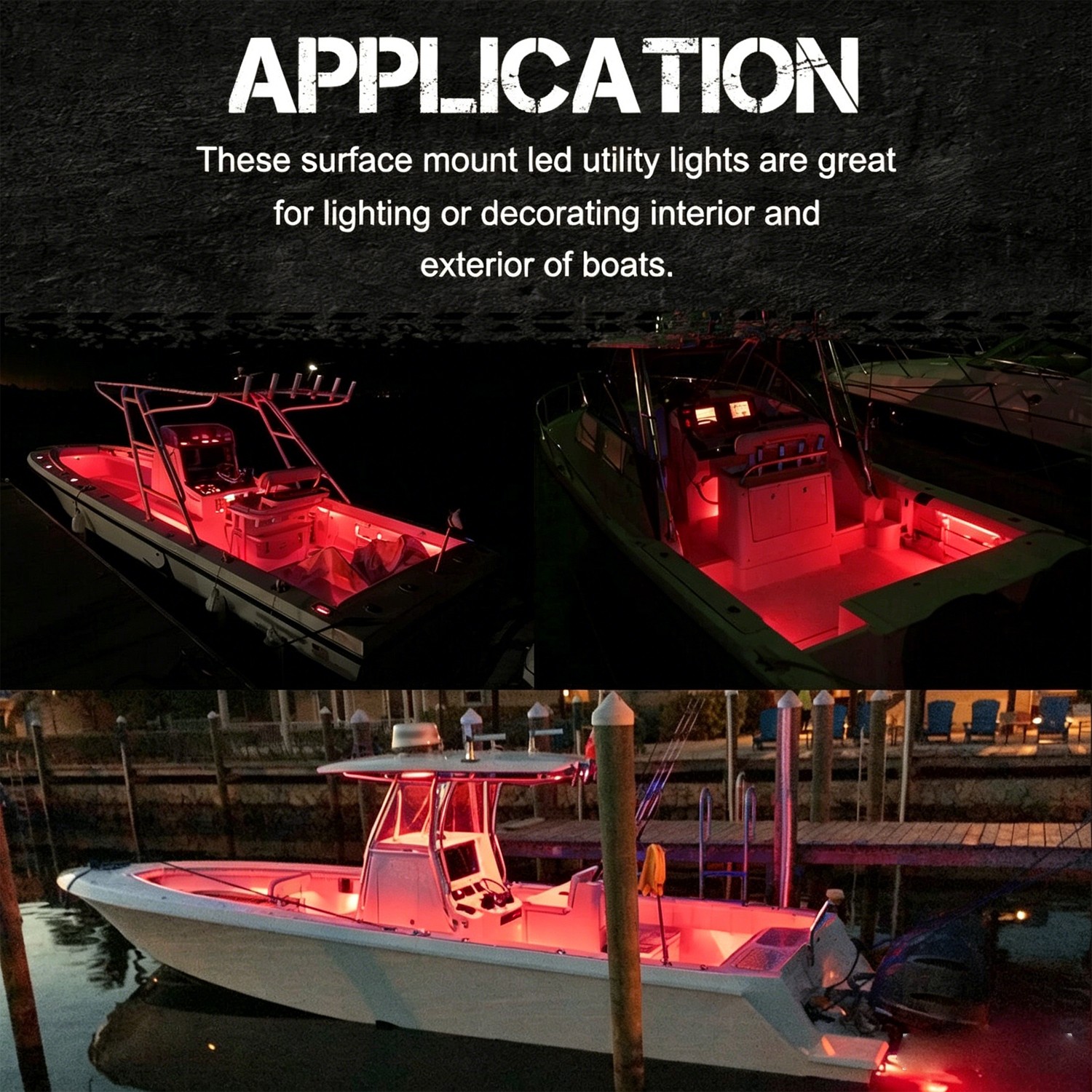 4X Red Round Marine Boat LED Courtesy Lights Cabin Deck Stern Navigatioin Light