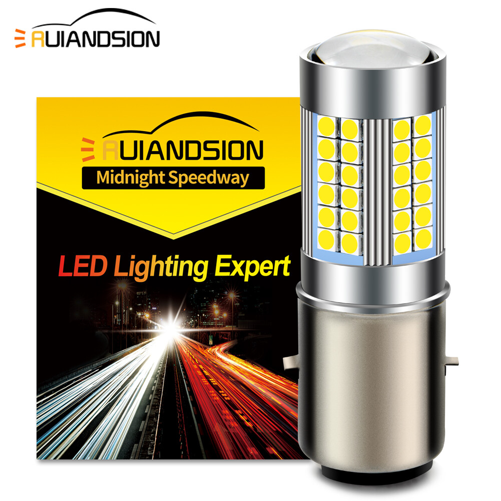 1PC BA20D 3030 66 LED Motorbike Scooter Headlight Lamp Bulb Hi/Lo Beam Globe 12V