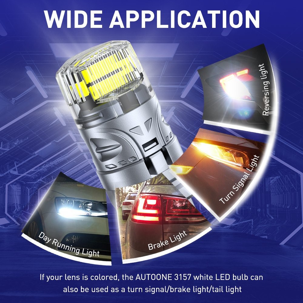 Pair 3157 LED DRL Turn Tail Signal Light Bulb Blinker Silver-Body White Lamp 12v