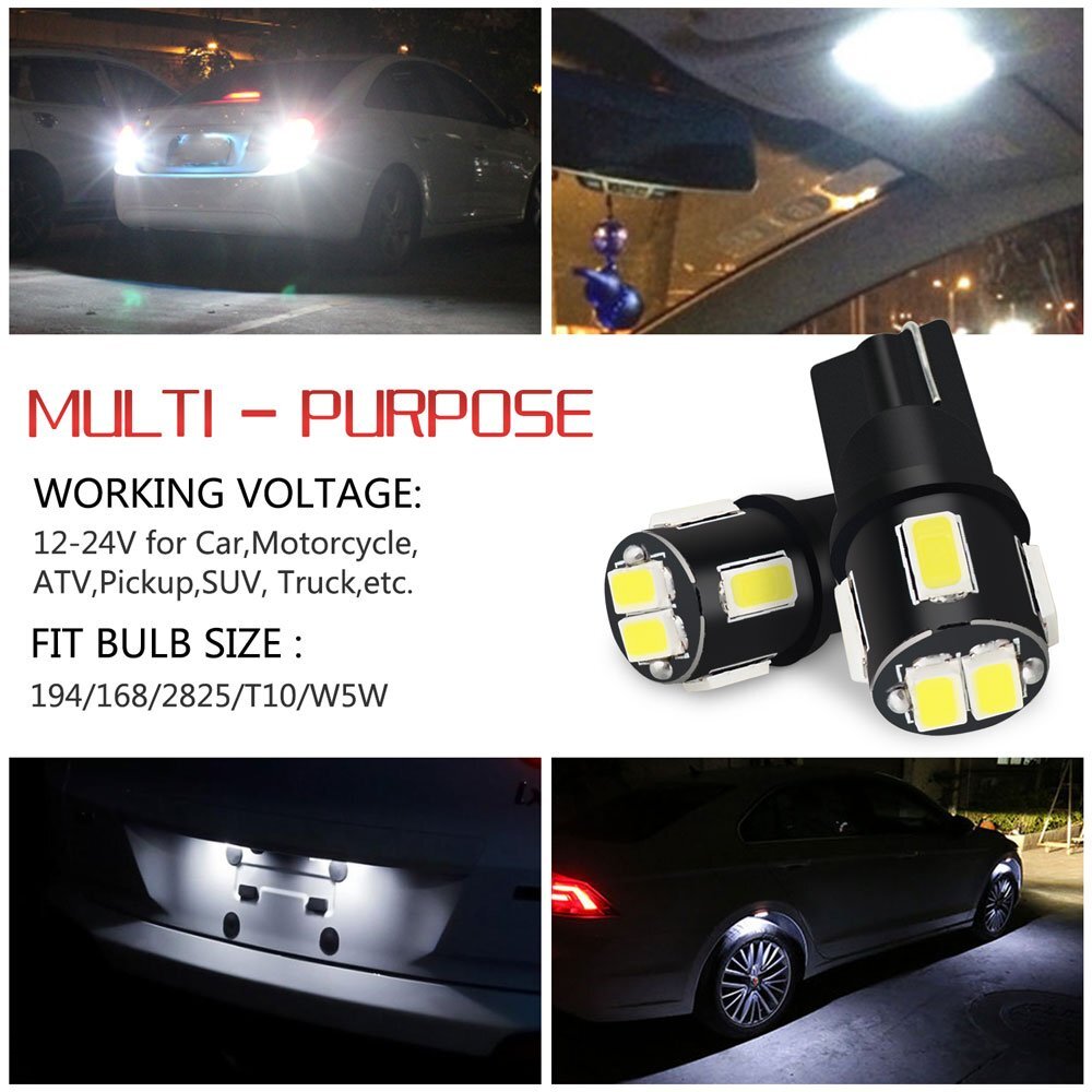10X Super White T10/921/194/2825/158 RV Trailer LED Interior Dome Map Light Bulb