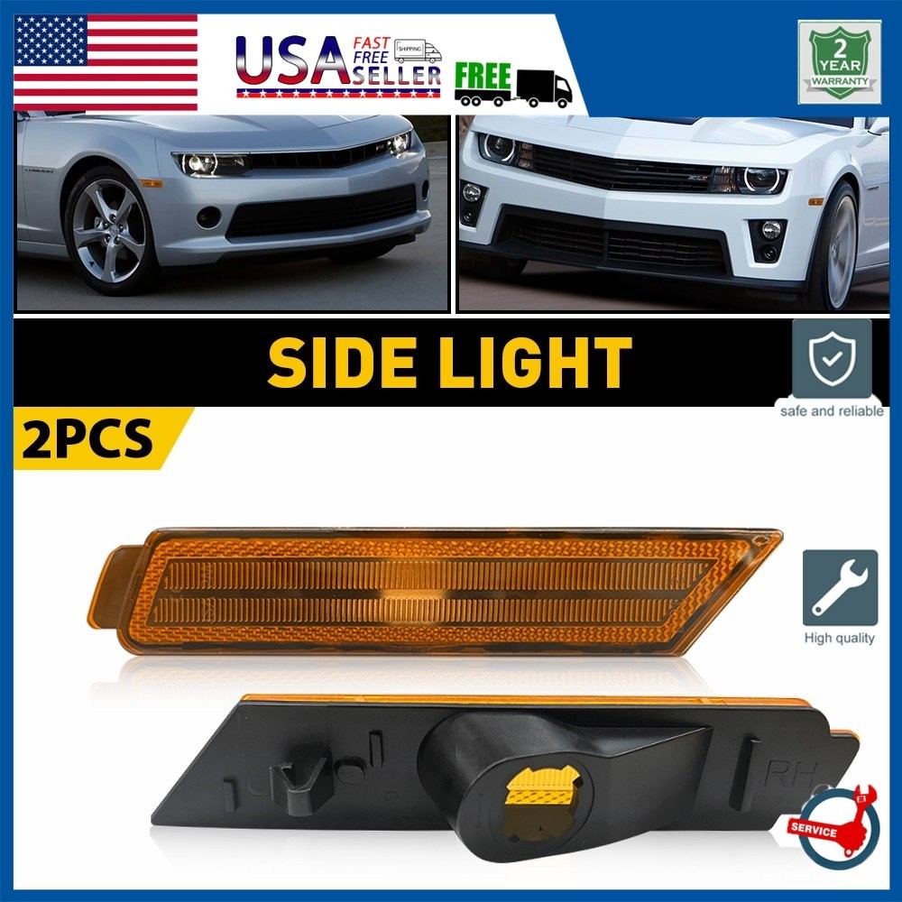 2/4x Amber Lens Front Side Marker Signal Lights Reflector For 10-15 Chevy Camaro