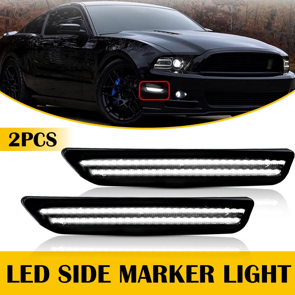 Front Left Right White LED Side Marker Lights For 2010 2011 2012-14 Ford Mustang
