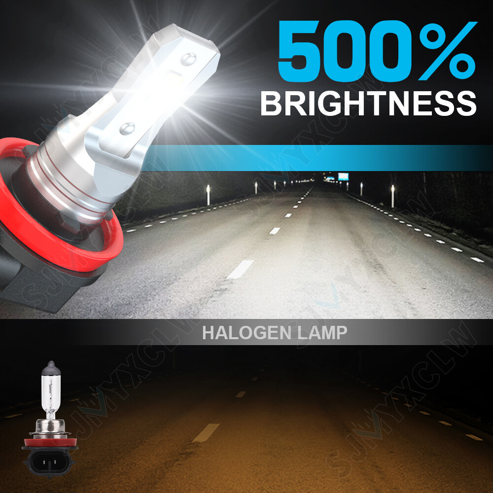 4X H11+H11 LED Headlights Kit Combo Bulbs 6000K Low Beam +Fog Super White Bright