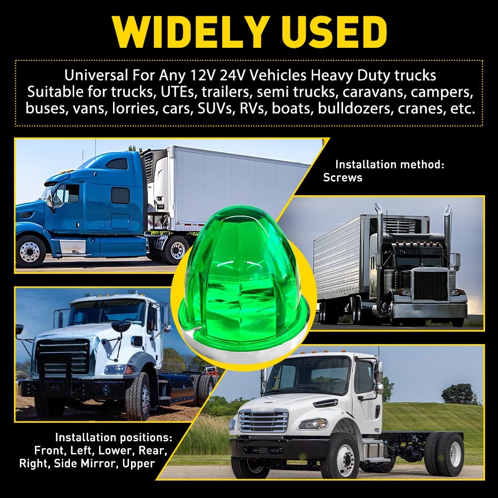 2x LED Watermelon Light Truck Trailer Side Marker Clearance Turn Signal Lamp EI
