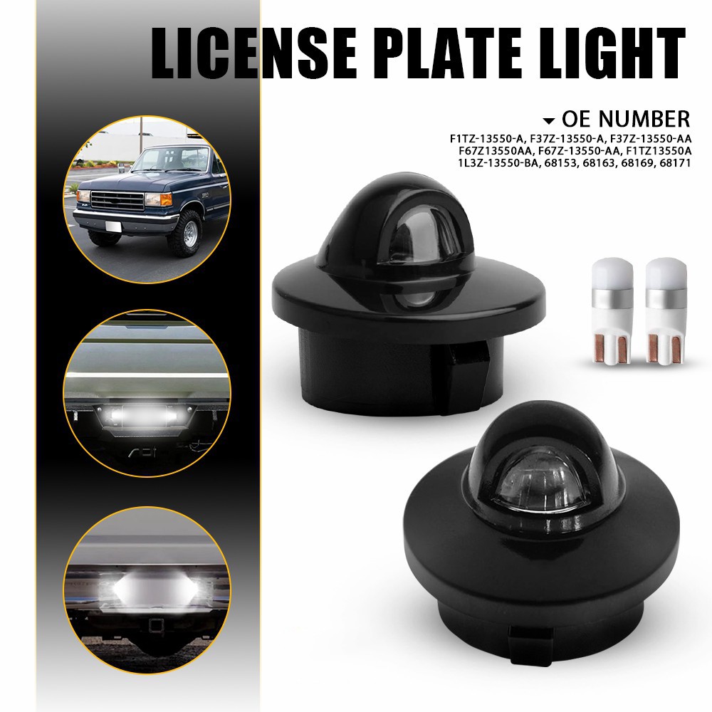 2PCS Rear License Plate Light Housings & LED Bulbs For 1997-2002 Ford Expedition