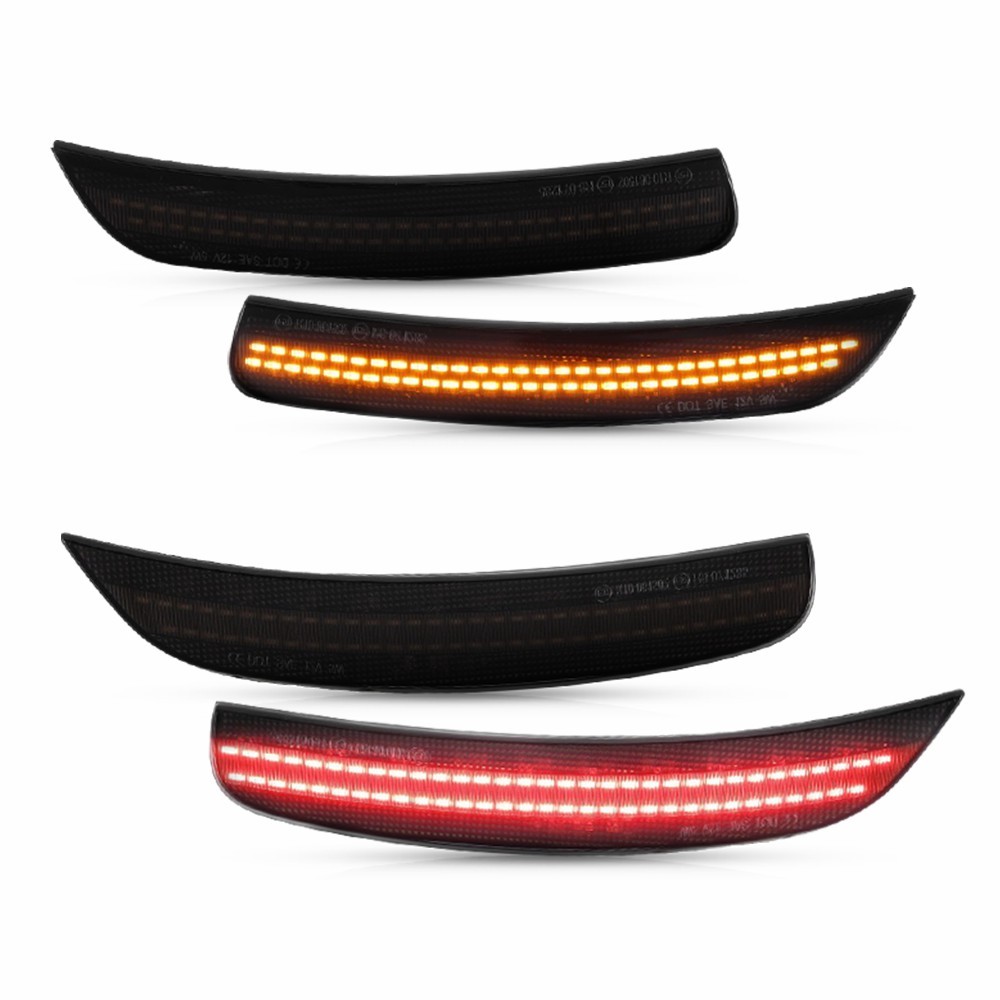 Smoked Front/Rear Wheel Arch Side Marker Lights For 2012-2019 Fiat 500 Amber Red