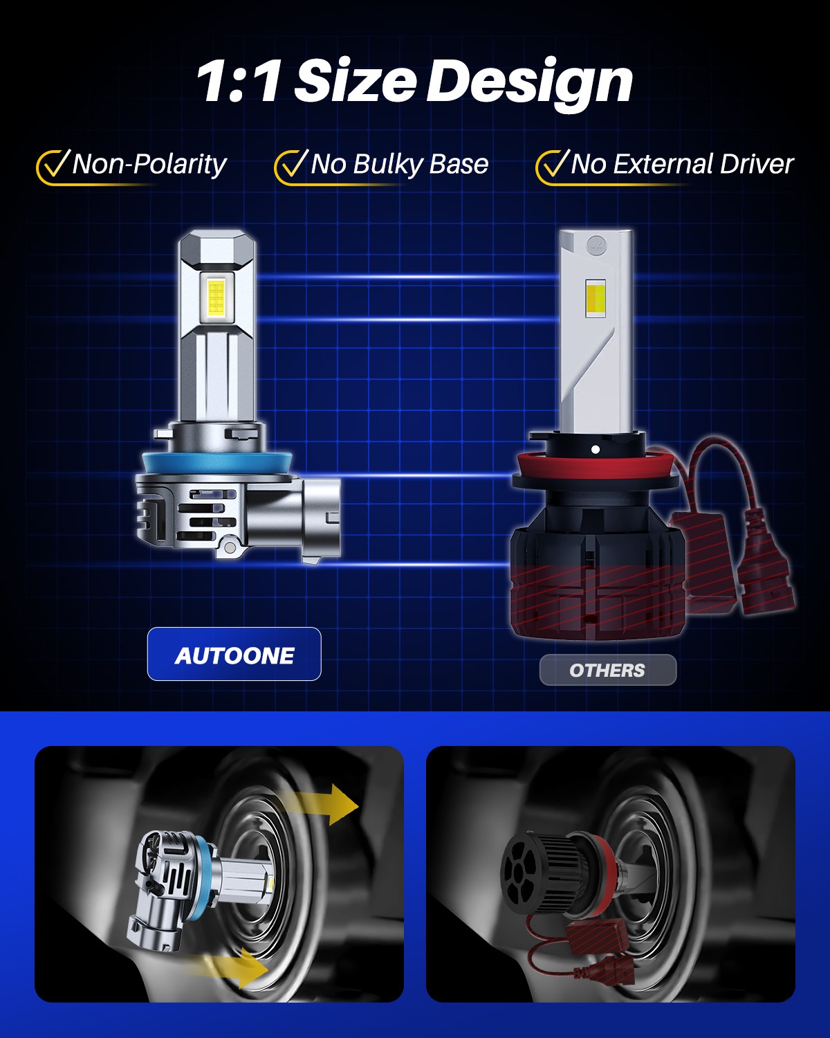 AUXITO H11 LED Headlight Kit Low Beam Bulb Super Bright 6500K HID White 40000LM
