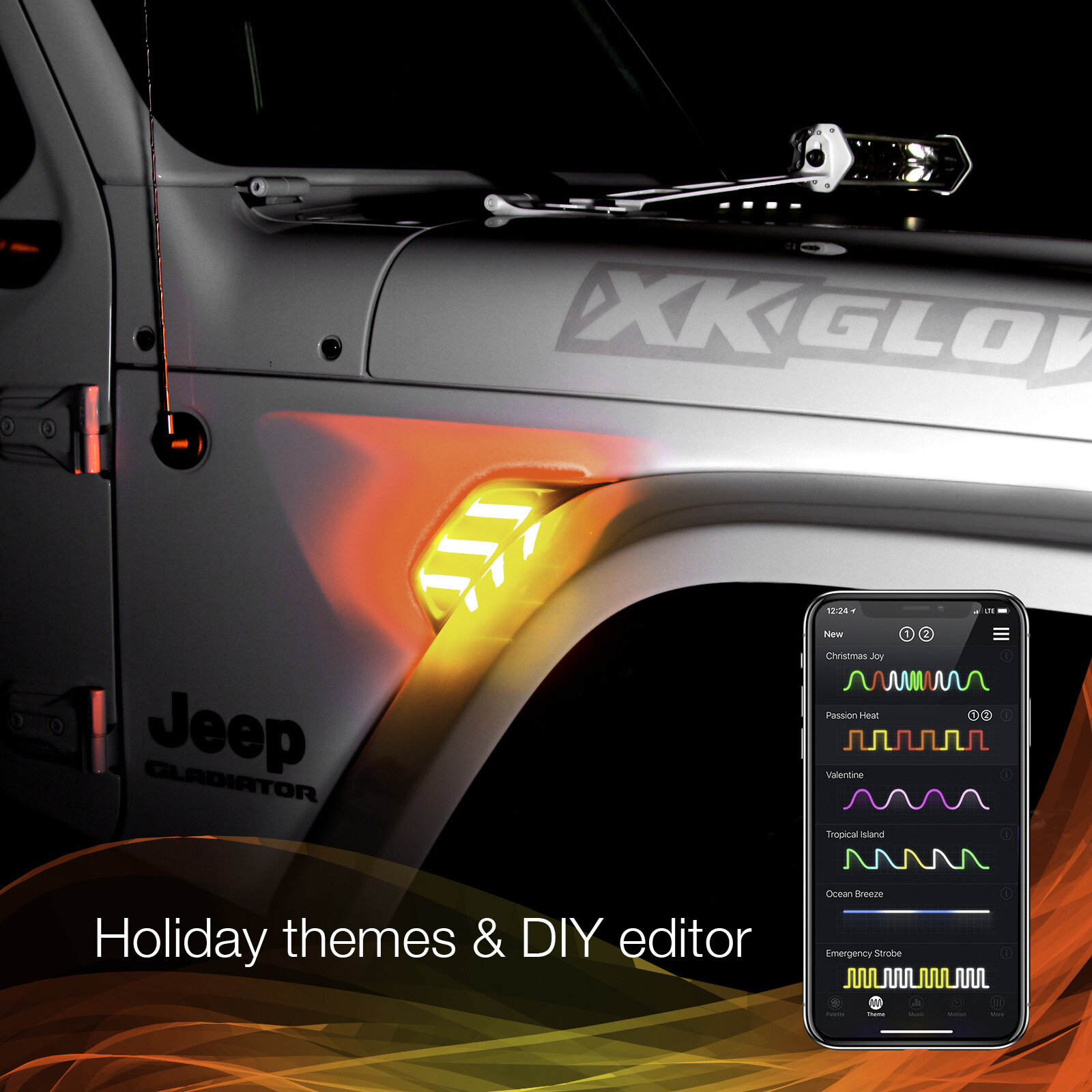 RGB+AMBER TURN SIGNAL RUNNING LIGHT FOR JEEP JL&JT FENDER VENT LIGHT | XKCHROME