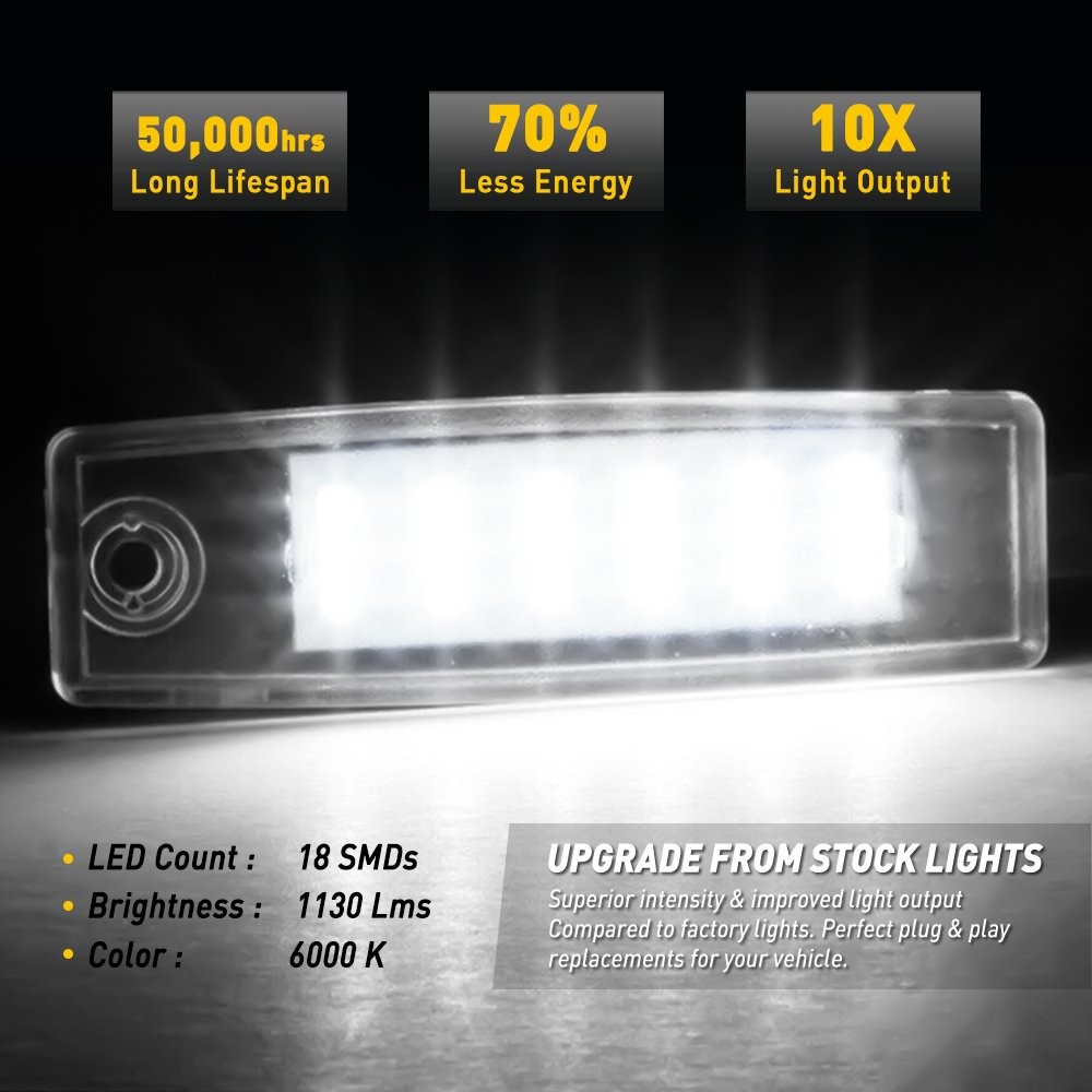 AUXITO 18LED Light License Plate Tag Lamp 6000K For 2008-2013 Toyota Highlander