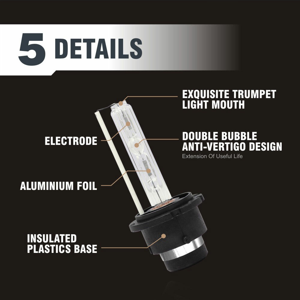 2x 6000K D2S White HID Xenon Bulbs Factory Replacement Headlight Kit Lo/Hi Beam