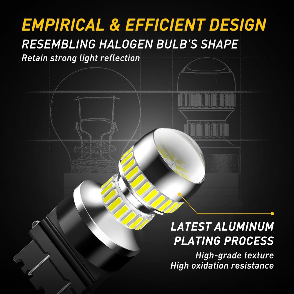 2Pcs White 3157 3457 3057 Signal 54SMD Backup Reverse Tail Turn LED Light Bulbs