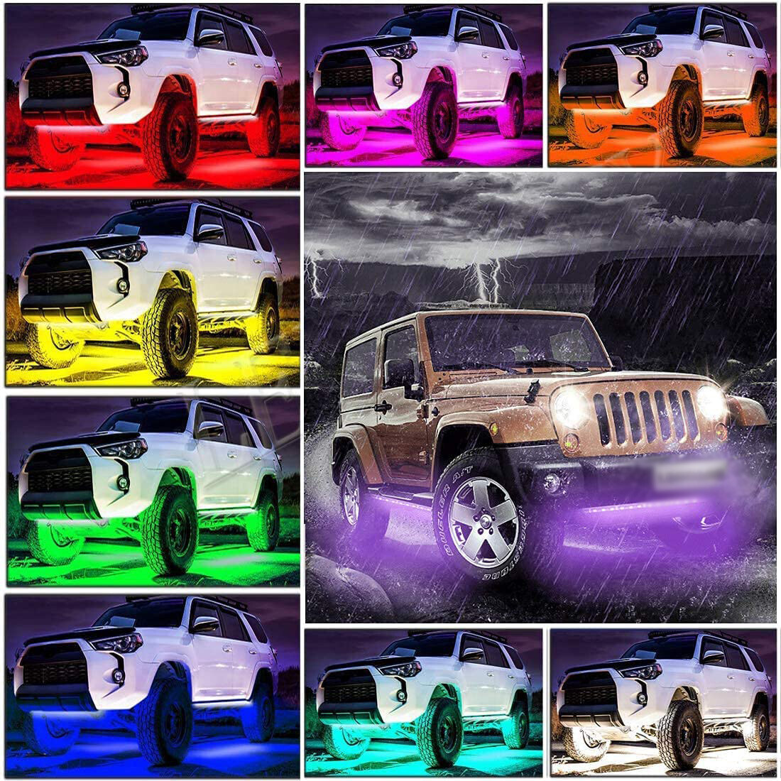 4X RGB LED Strip Under Car Tube Underglow Underbody Remote Control Neon Lights
