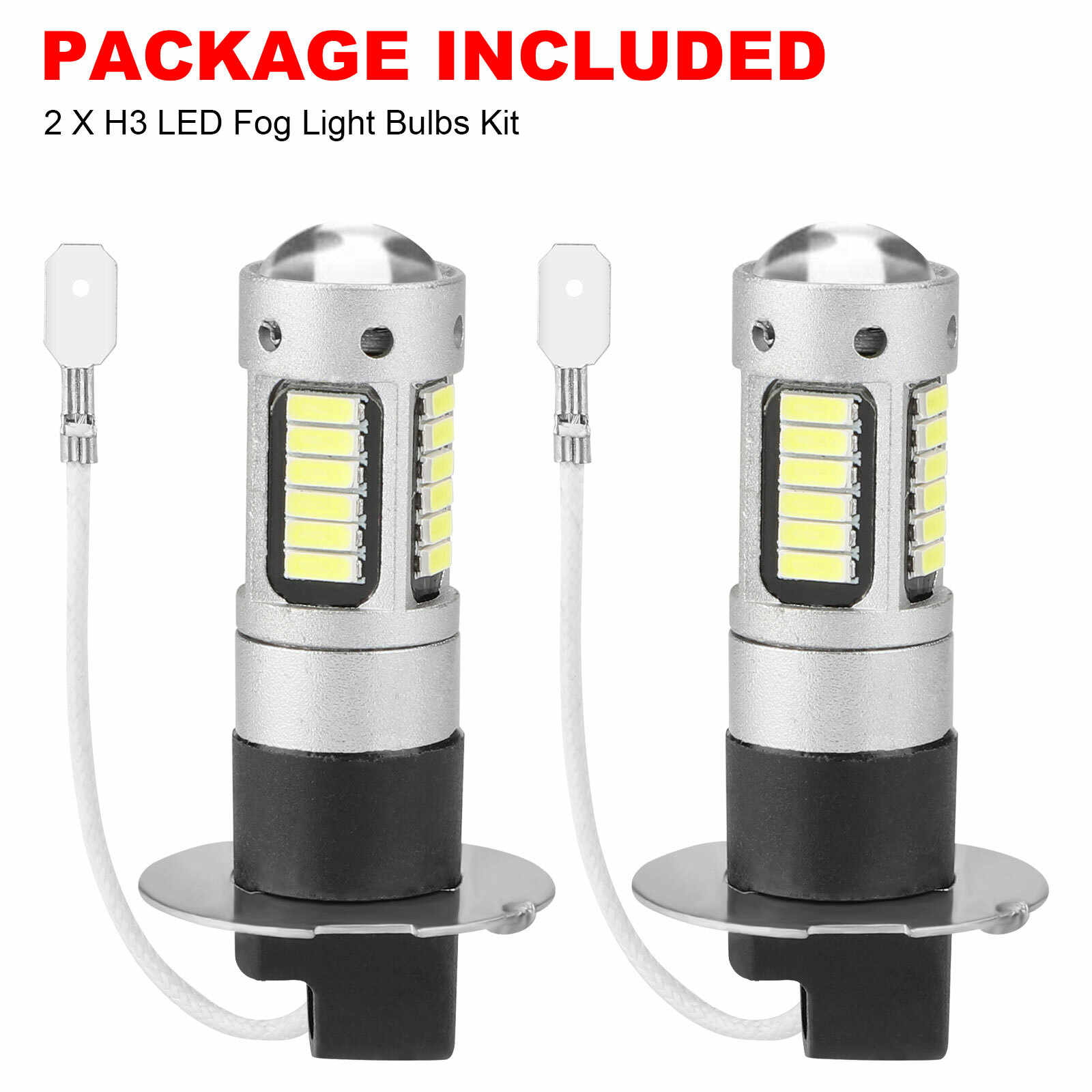 2PCS H3 LED Fog Driving Light Bulbs Conversion Kit Super Bright DRL 6000K White