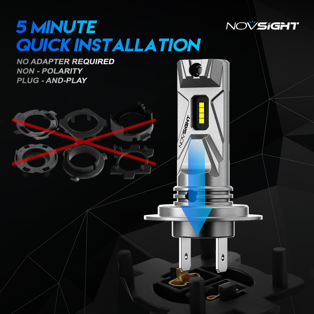 NOVSIGHT H7 LED Headlight Bulbs Kit Hi Lo Beam 1000LM Super Bright 6500K White