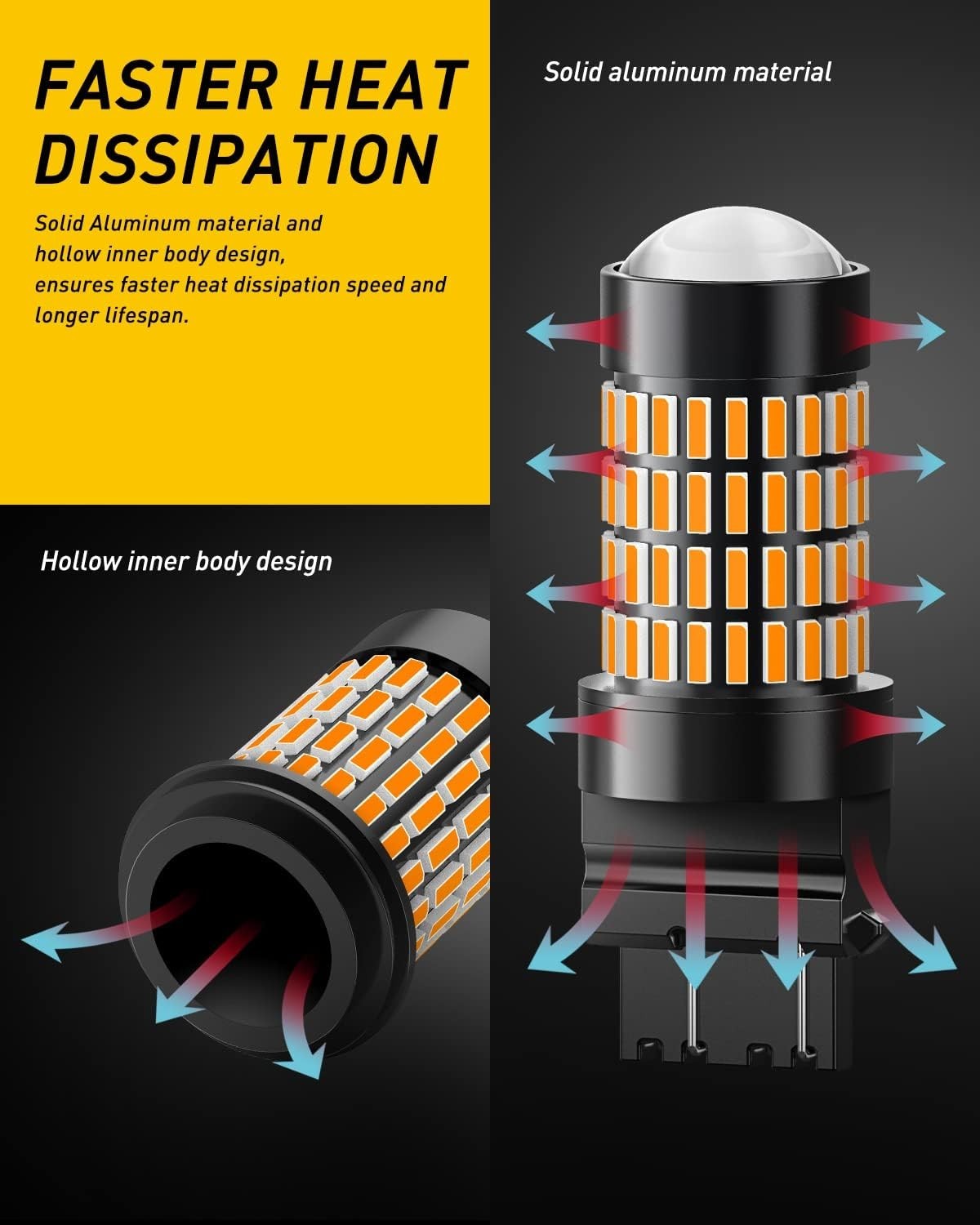 High Power 3056 Amber LED Blinker Bulbs – 1/3 Energy Consumption & Brightness